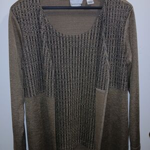 Textured  Sweater in Brown 2 Piece Pants Suit